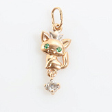 Кулон золото 585, общий вес - 0.8 г, чистый вес - 0.726 г